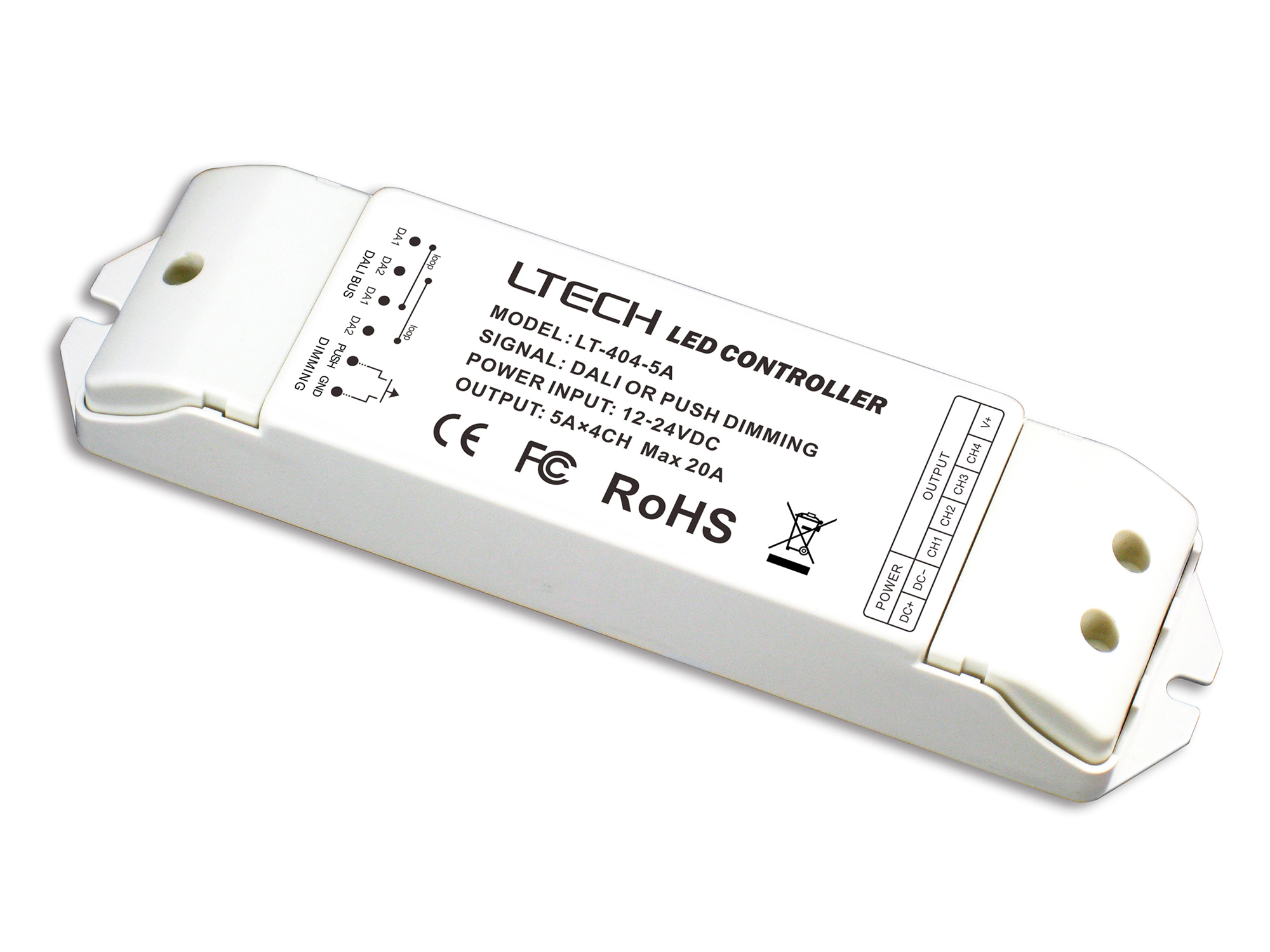 404-5A  4 Channel CV DALI Dimming Driver 12/24V DC